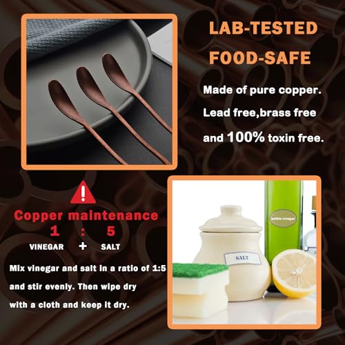 7.08-Inch Vintage Coffee Spoon, Hand-Forged Antique Copper Spoon, Suitable for Stirring Coffee, Milk, And Cocktails (4) 4