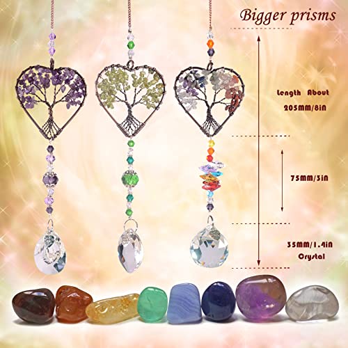 Crystal Sun Catcher Indoor Windows Hanging Tree of Life SunCatchers with Prisms, Chakra Decor for Home, Healing, Pack of 3 Style5