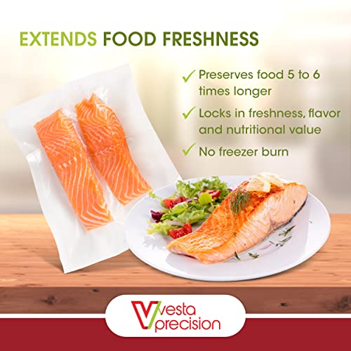 Zipper Vacuum Seal Pouches by Vesta Precision - Clear and Flat Vacuum Sealer Bags with Zipper and Valve - Designed for Handheld Vacuum Sealers - 15 Vacuum Bags per Box (28x40 cm) 11 x 16 inches