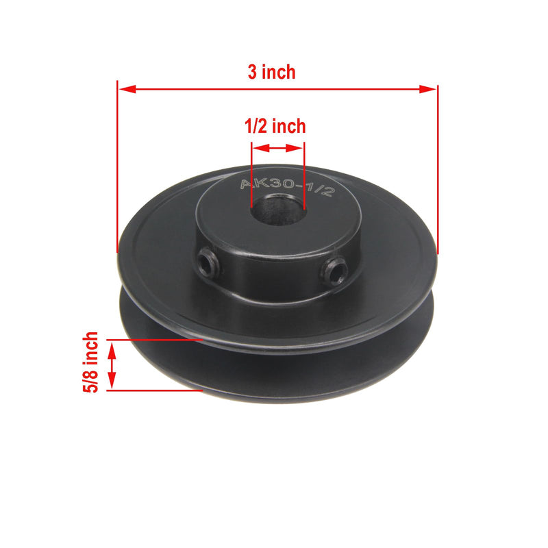 [Australia - AusPower] - Zeberoxyz AK30 Single Groove Web Sheaves,3.0" OD 1/2" Bore V-Belt Sheave Cast Iron for V-Belt (1/2"Bore-3.0"OD, 1 Groove) 1/2"Bore-3.0"OD 