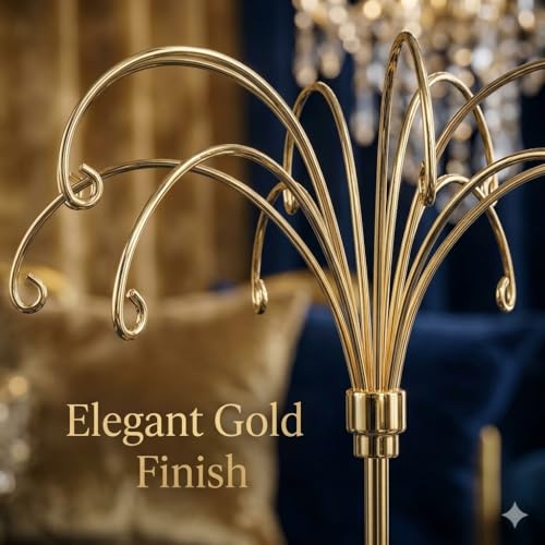 HOHIYA 13.5" Gold Ornament Display Stands 2 Pack Metal Holders Brass Gold
