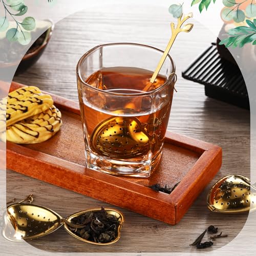25 Sets Bridal Shower Tea Party Favor for Guest Leaf Tea Spoon,Gold Gold