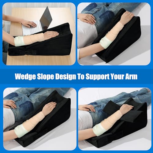 BALAPET Arm Pillow, Soft Ergonomic Support Arm Elevation Pillow, Elbow Rest Wedge Pillow with Pocket, Comfortable Arm Pads for Sleeping & Resting(Black) Black