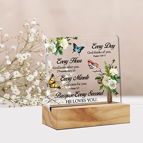 Christian Catholic Bibles Religious Gift Desk Decor Acrylic Desk Sign Decoration Home Office Inspirational Bible Verse Scripture Acrylic Plaque Gift for Women