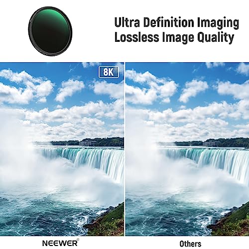 NEEWER 62mm HD Variable ND Filter ND2-ND32 (1-5 Stops) No X Cross/Optical Glass/30 Layer Nano Coated/Ultra Slim Aluminum Alloy Frame/Water Repellent/Anti Scratch Adjustable Neutral Density Filter HD ND2-ND32