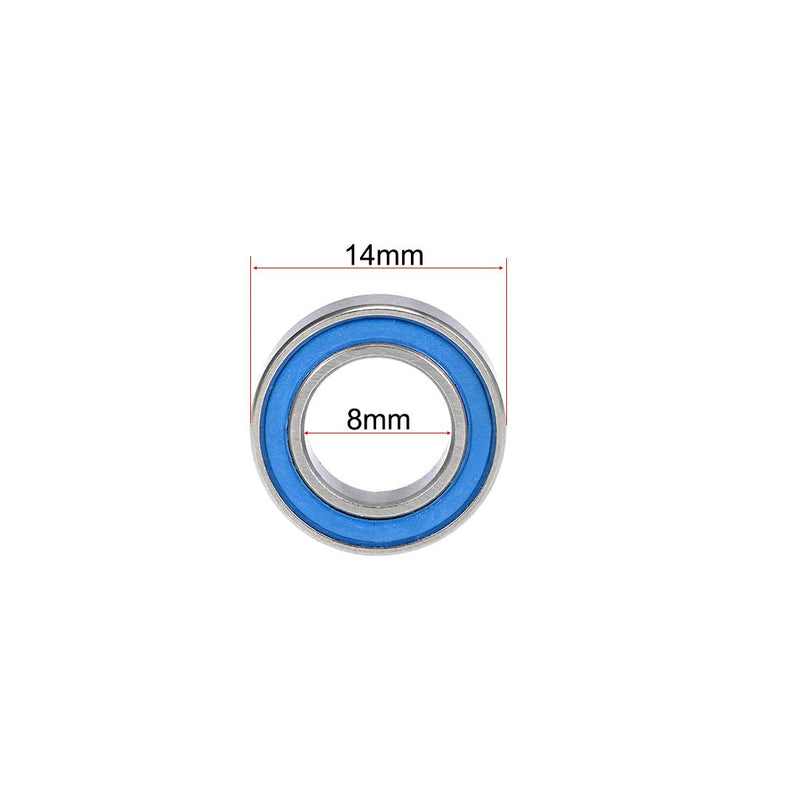 [Australia - AusPower] - uxcell MR148-2RS Deep Groove Ball Bearings 8mm Inner Dia 14mm OD 4mm Bore Double Sealed Chrome Steel Blue Seal Z2 10pcs 8mmx14mmx4mm 