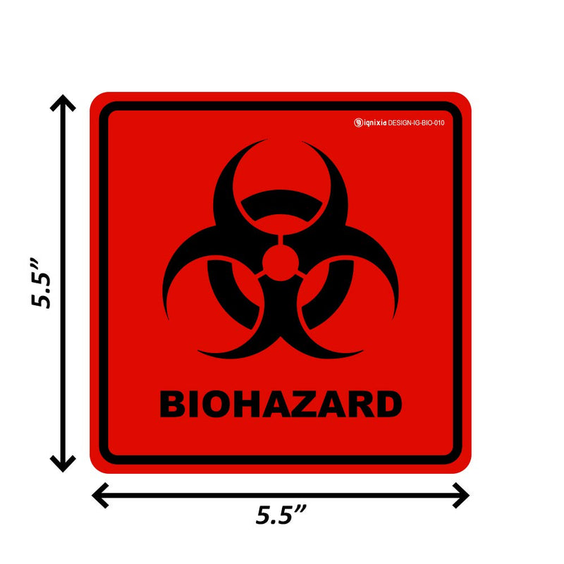 Biohazard Stickers- 5.5" x 5.5" Biohazard Labels (Pack of 10) - UV Coated Label- Biohazard Warning Sign for Labs, Hospitals and Industrial Use Universal Biohazard Symbol by Ignixia (30) 30