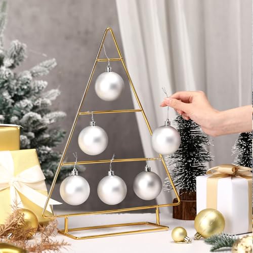 Cinnvoice Metal Christmas Ornament Stand Tree Shaped Holder,Gold,16 Inch 16 Inch Gold