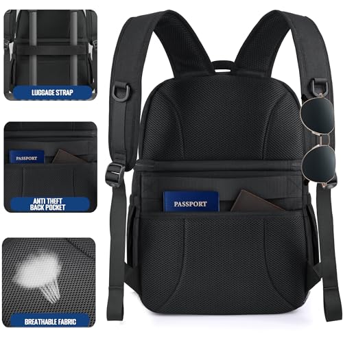 MOZETO Lunch Cooler Backpack Double Deck Lunch Box Backpack Insulated Leakproof Compartments Coolers Bag for Beach Travel Picnic Lunch Hiking BBQ Camping Black