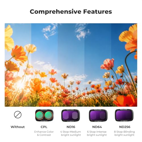 K&F CONCEPT 4-Pack Filter Compatible with DJI Osmo Pocket 4P/Xtra Muse2 Pro 4 Pack-CPL+ND16+ND64+ND256