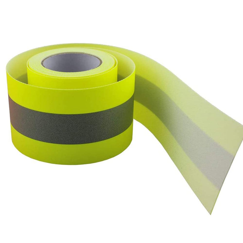 2" x 16' High Visibility Fluorescent Yellow Reflective Flame Fire Retardant FR Fabric Tape Sew on 50mmx5m