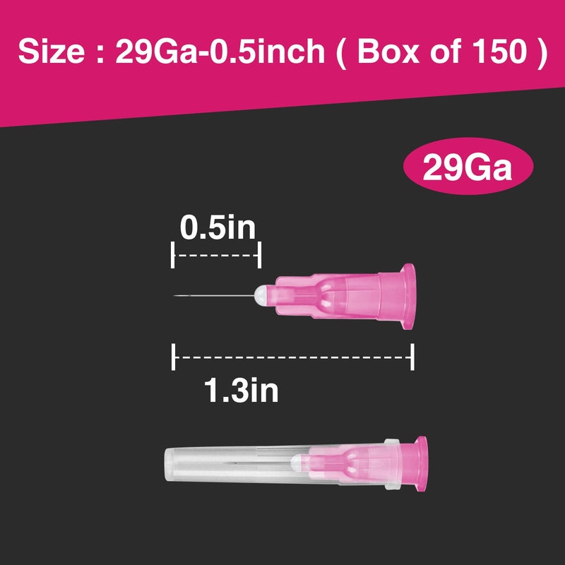 [Australia - AusPower] - 150 Pack 29 Ga 0.5 Inch Luer Lock,Lab Accessories, Industrial Dispensing Accessories, Individually Packaged 13mm/0.5 inch 