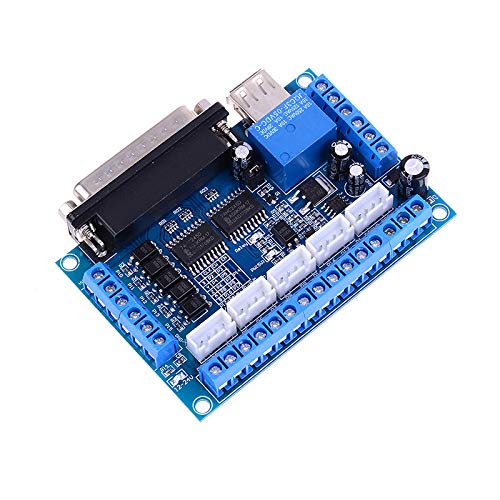 Hailege MACH3 Engraving Machine CNC 5-Axis Stepper Motor Driver Interface Board with Optocoupler Insulation Blue Board + USB Cable