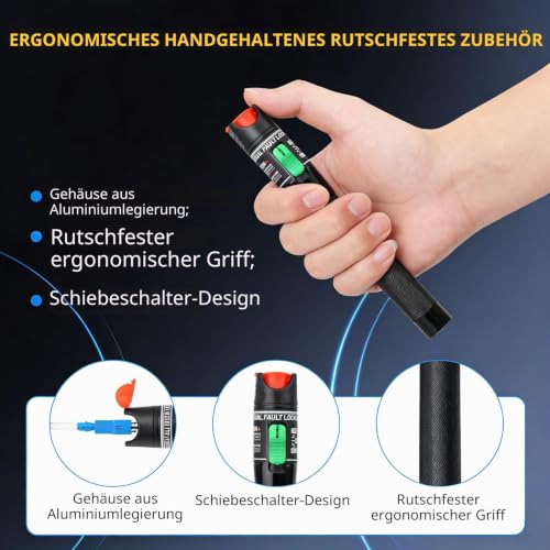Fiber Optic Tester 10 mW 10 KM Fiber Optic Tester, Visual Fault Locator 10 km VFL Fiber Optic with 2.5 mm FC Plug to LC Female Adapter Fiber Testing | Visual Fault Locator, Fiber Optic Tester, Portable Mini Red Fiber Optic Cable Tester orange
