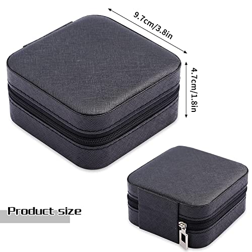Neveika Portable Travel Mini Jewelry Box Leather Jewellery Ring Organizer Case Storage Gift Box Girls Women (4pcs black). 4