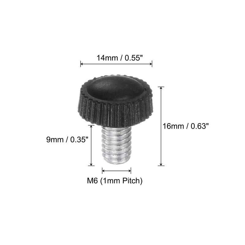 [Australia - AusPower] - uxcell 30pcs M6 x 9mm Male Thread Knurled Knobs, Thumb Screw Clamping Knobs Grip Plastic Handle Hand Knobs with Threaded Stud, Black 