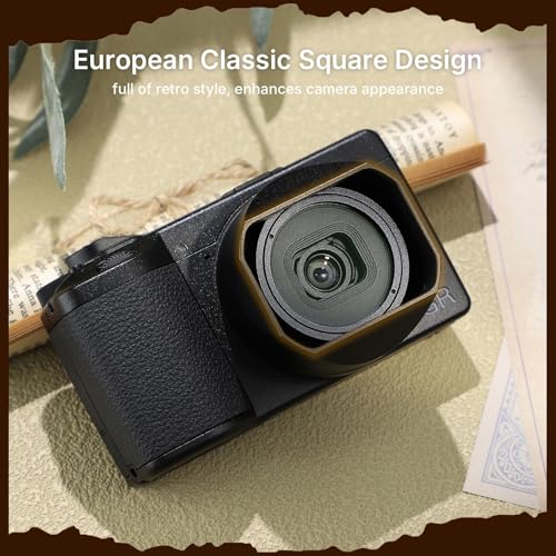 Haoge GR4 Metal Square Lens Hood for RICOH GRVI HDF Camera Lens Accessories Bayonet Mount, Lock Button Design Square Lens Hood with Lock Buckle