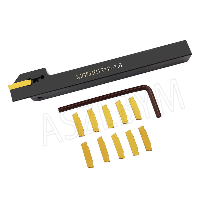 [Australia - AusPower] - Lathe Grooving Tool Holder Grooving Cut-Off Tool Holder MGEHR1212-1.5 With 11pcs MGMN150-G Indexable Carbide Grooving Inserts 