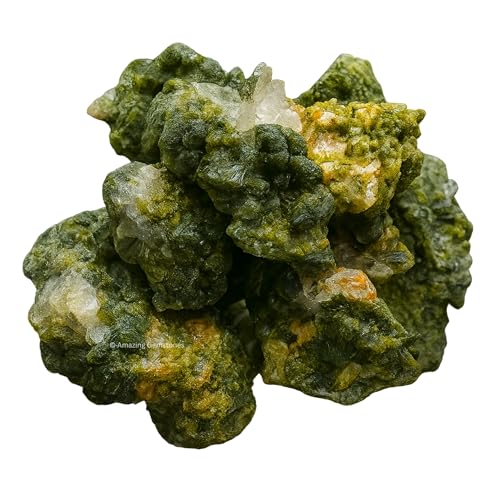 Amazing Gemstone Epidote Crystals and Healing Stones Mineral Specimen - Premium Semi Precious Gem Stones for Spiritual Growth - Geode Cluster for Meditation,Chakra Balance,and Energy Enhancement (M) Medium