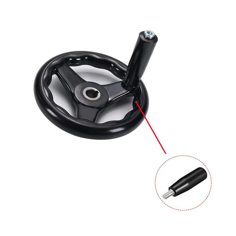 [Australia - AusPower] - (2Pcs) Revolving Handwheel Machine Handle M8 Male Threaded Stem for Milling Machinery 