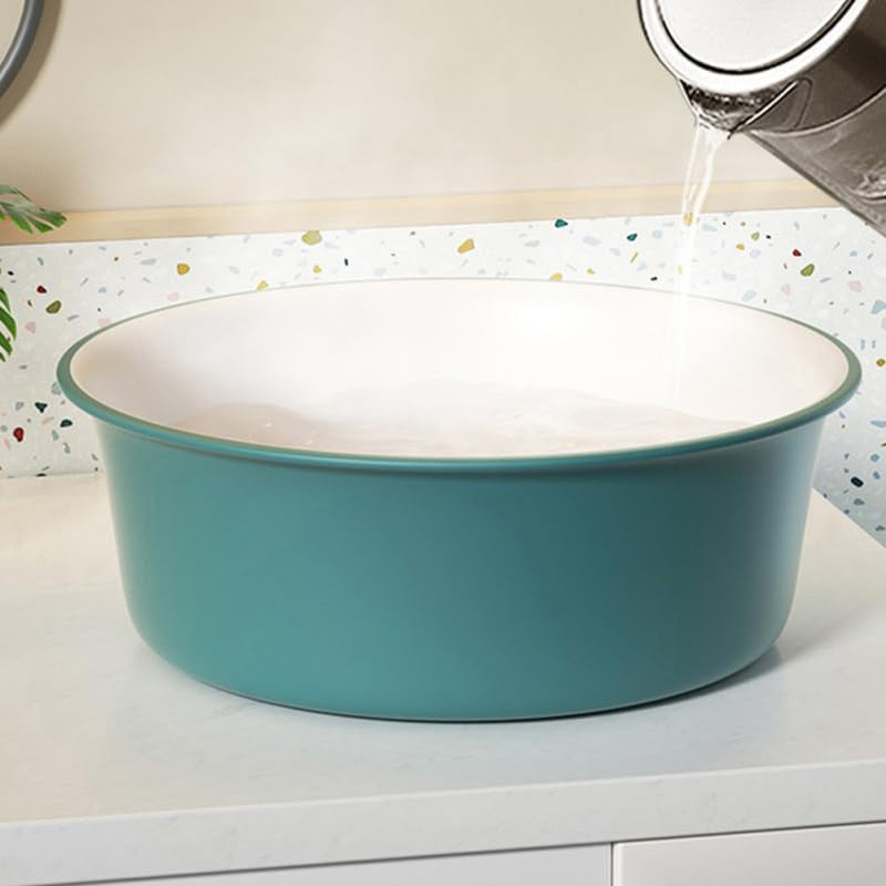 [Australia - AusPower] - Contrast Color Wash Basin 12 Inch Round Plastic Wash Bowl for Bathroom Face Washing and Elderly Care Multipurpose Washbasin 