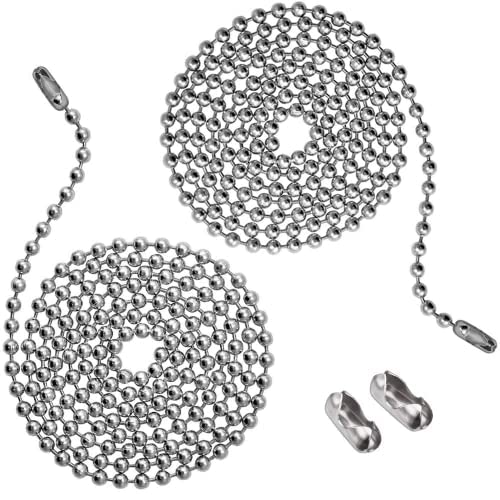 [Australia - AusPower] - Vinaco Pull Chain, 2 Pieces 36 Inch Stainless Steel Bead Chain, Great Pulling Force & Rustproof, 6 Size, 3.2mm ball chain with 4 free Matching Connectors - Silver (36 inch) 36inch Sliver 