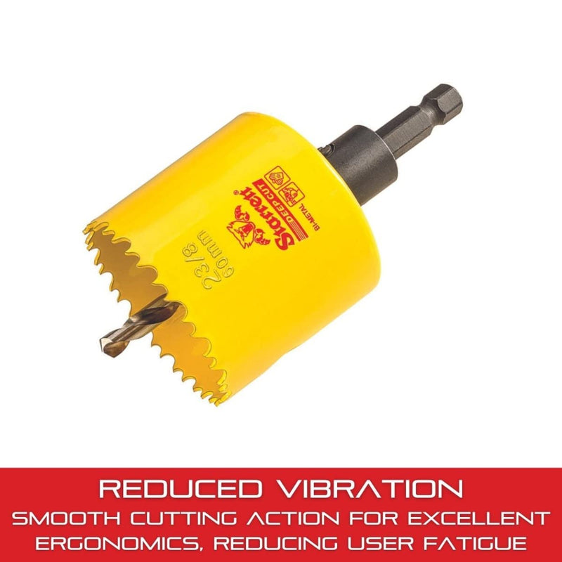 Starrett Bi-Metal Deep Cut Hole Saw with Arbor and Abrasion Resistant HSS Teeth - Ideal for Cutting Metal, Steel, and Wood - 2-3/8" Diameter, 2" Depth - ADCH0238 2-3/8"