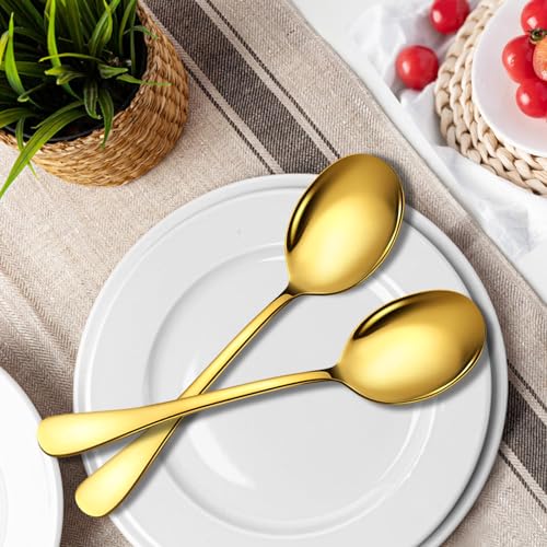 Serving Spoons Set, 6PCS, 10-Inch, Includes 6 Large Spoons, Gold 6 Piece Set - All Large