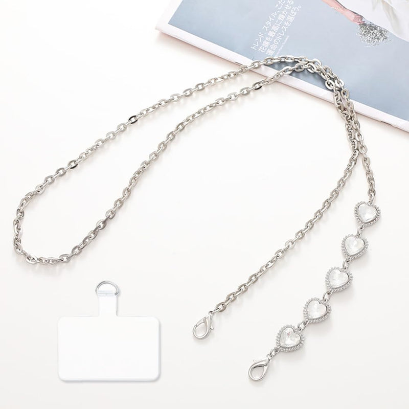[Australia - AusPower] - Phone Crossbody Chain Cell Phone Lanyard, Diamond Rhinestone Metal Shoulder Strap Universal Phone Chain Strap with Phone Tether Patches Compatible with Most Phones Bag Purse E 
