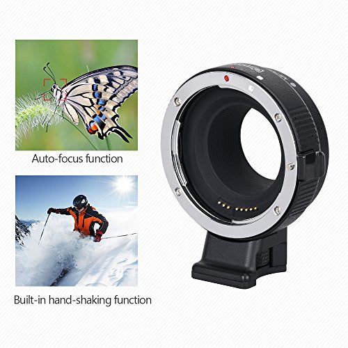 Commlite CM-EF-EOS M Auto-Focus Lens Mount Adapter for EF/EF-S Lens to Canon EOS M (EF-M Mount) Mirrorless Camera Lens Converter Ring for Canon EOS M1 M2 M3 M5 M6 M10 M50 M100 EF-EOS M
