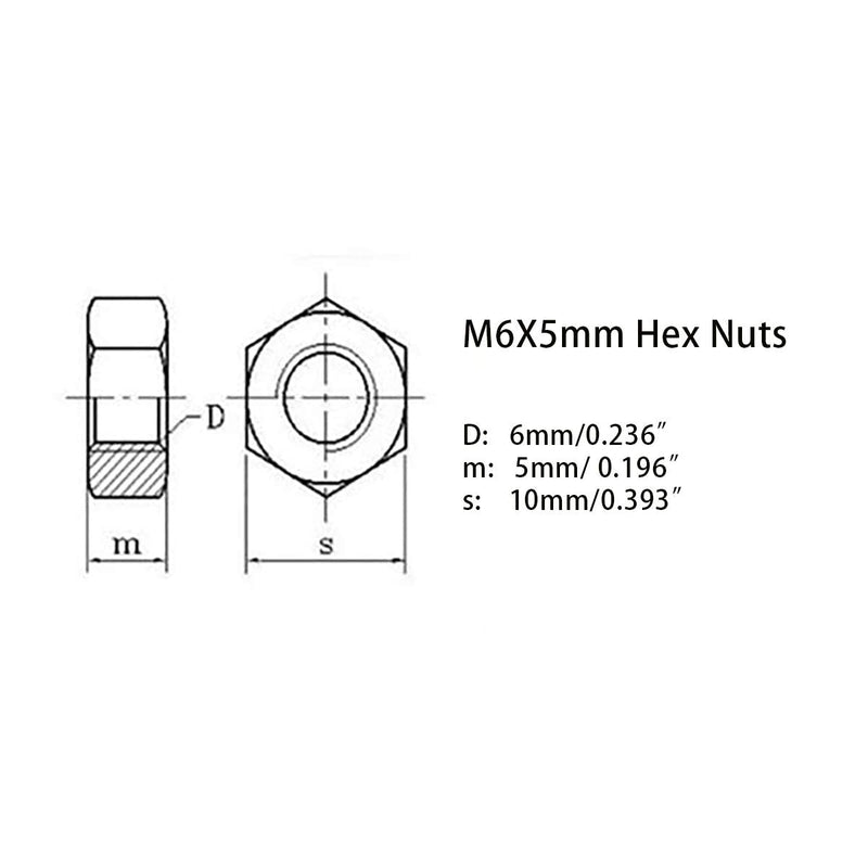 [Australia - AusPower] - M6X1.0mm 304 Stainless Steel Left Hand Thread Hex Nuts Reverse Nuts 20pcs M6X1.0mm 