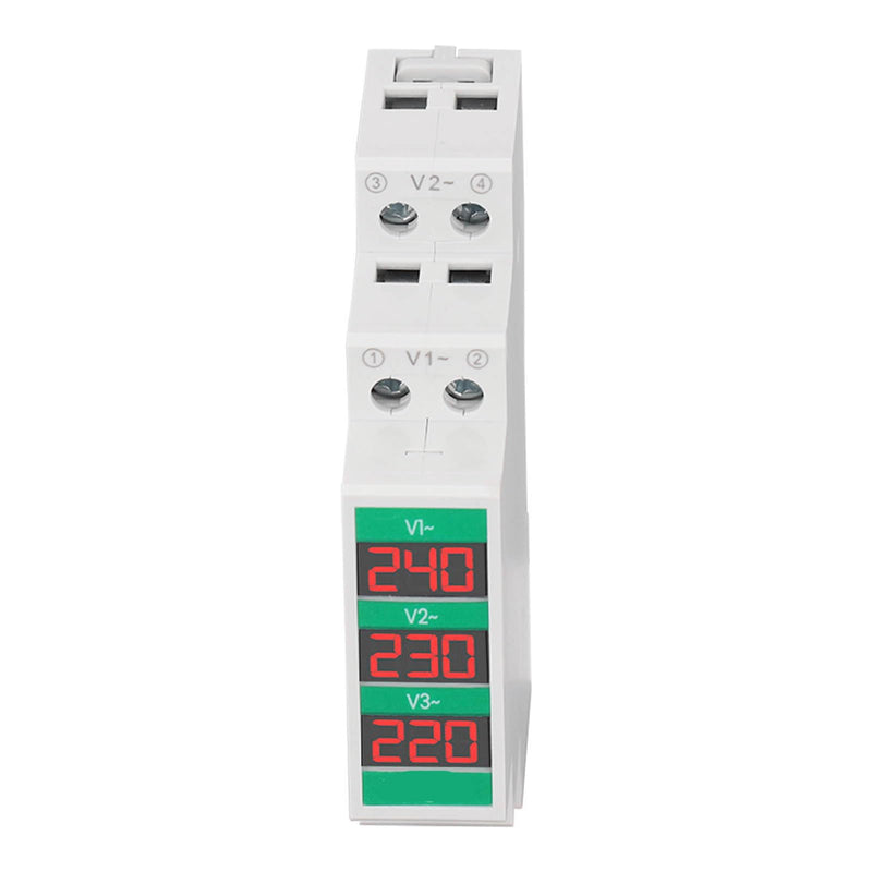 [Australia - AusPower] - 3 Phase AC Voltmeter Voltage Meter 60‑450V LCD Digital Display Voltage Meter Electric Power Meter with Din Rail Mount 