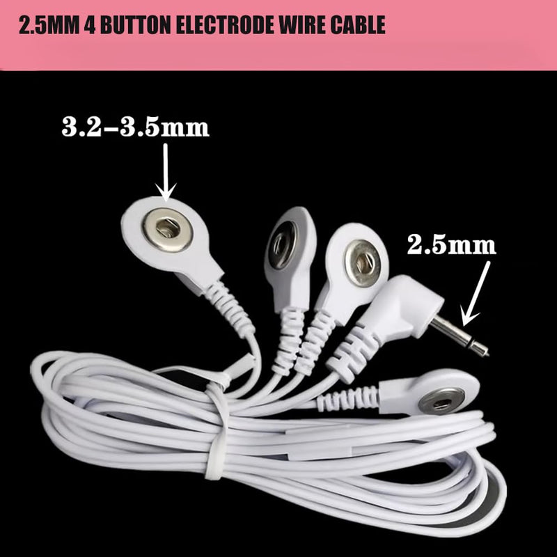 [Australia - AusPower] - Button Electrode Wire Cable, DC 3.5mm Button Electrode Wire Cable Compatible Wires for Digital TENS Massage Machine,Button Type Electrode 2.5mm Plug Wires Cable 1 to 4 (20) 20 