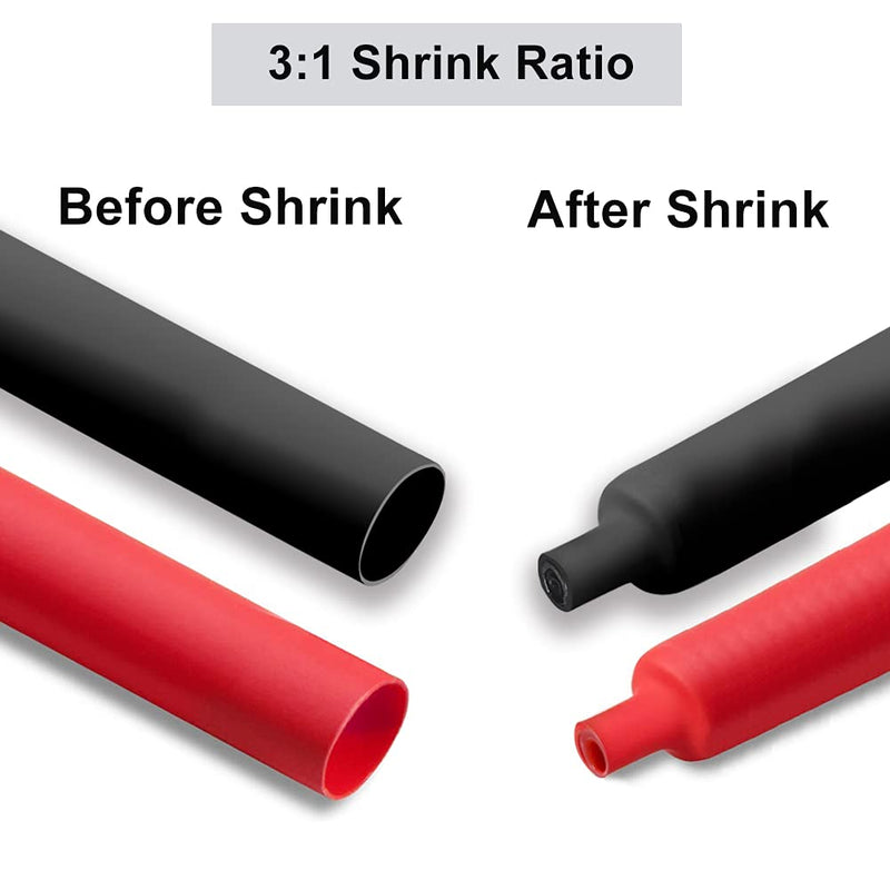 [Australia - AusPower] - ELECFUN Waterproof Heat Shrink Tubing Kit 365 pcs, 3:1 Dual Wall Tube - Adhesive Lined Heatshrink for Wires - Marine Grade and Industrial Shrinkable Wiring Wrap Fully Insulation Black/Red, 7 Sizes 3:1 Ratio Tube Adhesive Lined 365PCS-black/red 