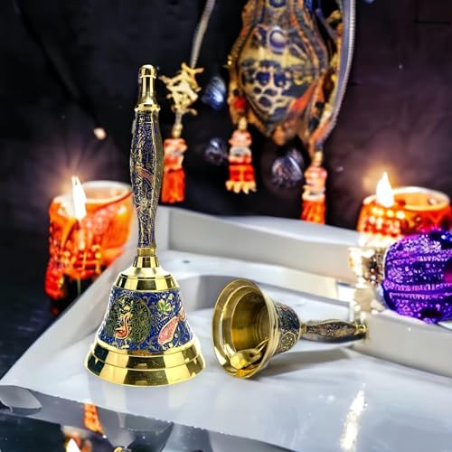 LoveNspire Decorative Brass Peacock Bell for Pooja (6.5 Inch) - Traditional Indian Ghanti for Home, Mandir, and Housewarming | Ideal for Diwali, Christmas, and Spiritual Temple Décor White