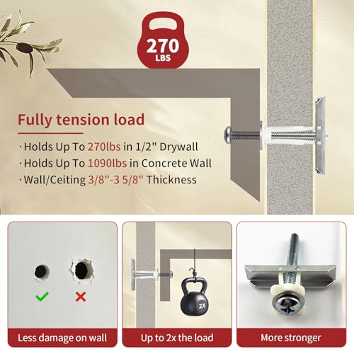 MateIJS 12-piece heavy-duty drywall anchors with 1/4-20 bolts, zinc-plated toggle bolts for hollow walls