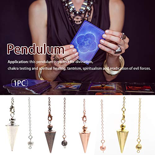 Copper Metal Spiritual Point Pendulum, Divination Dower Reiki Healing Pendulum Chain, Balancing Pendant for Divination Healing Dowsing Wicca Balancing Pointed Cone Pendant Pendulum(Rose Gold) Rose Gold
