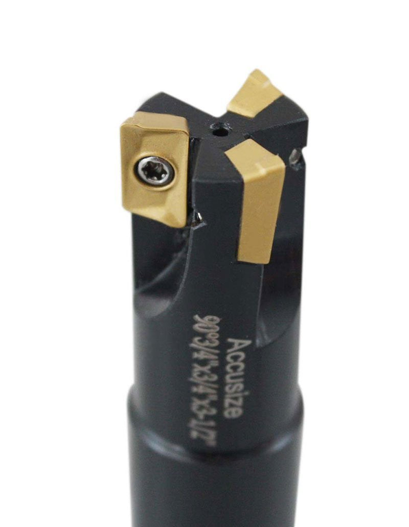 [Australia - AusPower] - Accusize Industrial Tools 3/4'' 90 Deg Square Shoulder Indexable End Mill, 3-1/2'' Overall Length, Apkt11t3 Carbide Inserts, 3 Flute, 0056-0917 3/4" Cutting Dia., 3/4" Shank, 3 Flute 