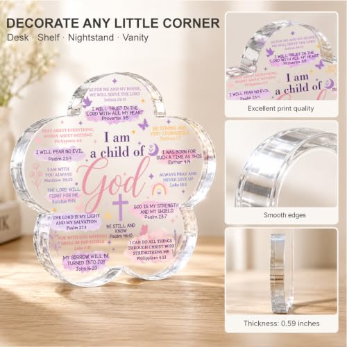 Christian Gifts for Women Decor, Flower Shape Acrylic Sign Multicolour 0870