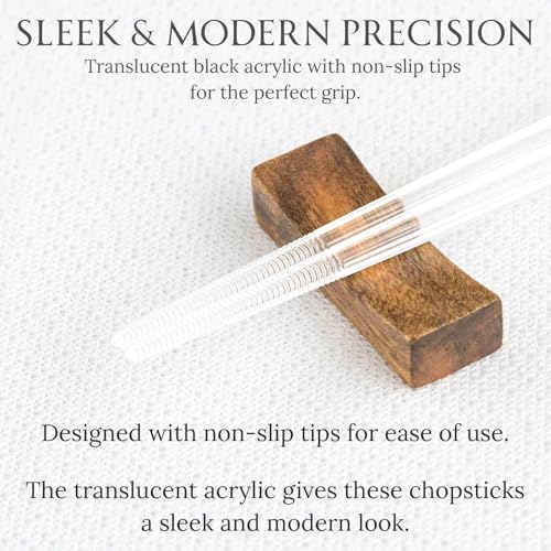 AOBA Handcrafted Authentic Japanese Chopsticks with Case, Set of 2 pairs [Made in Japan/ Dishwasher-safe]: Hokusai Ukiyo-e Thirty-six Views of Mount Fuji, Clear Acrylic, Reusable, 9.1 inch (23cm)