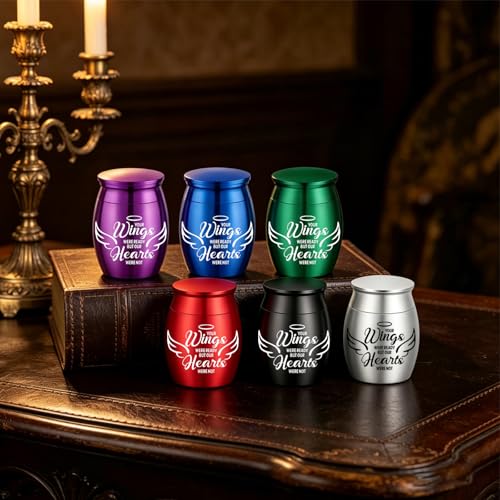 Small Keepsake Urns for Human Ashes Angel Wings Cremation Urns for Ashes 4 Piece Stainless Steel Funeral Memorial Ashes holder-Your Wings Were Ready, But My Heart Was Not (Silver 4pcs) Silver 4pcs