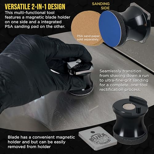 Dura-Gold tungsten denibbing blade file tool with magnetic holder for surface finishing