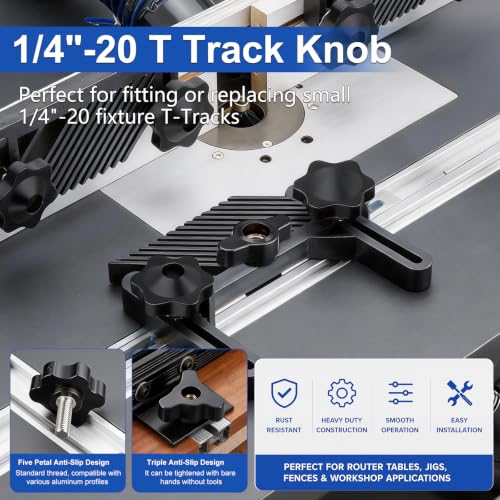 Taiss 80-piece 1/4-20 T-track knob and bolt kit for woodworking jigs and fixtures
