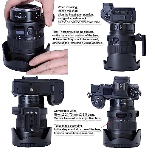 iShoot Lens Collar Tripod Mount Ring Compatible with Nikon Nikkor Z 24-70mm f/2.8 S Lens, Lens Support Holder Bracket Bottom is Arca-Swiss Fit Quick Release Plate Dovetail Groove