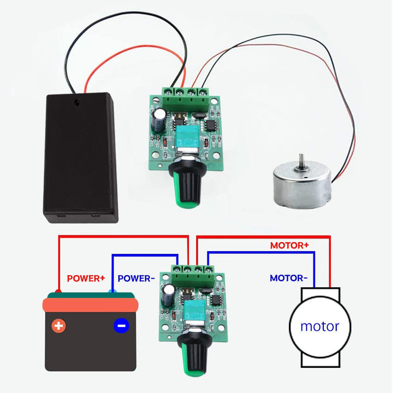 [Australia - AusPower] - VooGenzek 4 Pieces DC 1.8 V 3 V 5 V 6 V 12 V 2 A 30 W PWM Motor Speed Controller, 1803BK 1803B Adjustable Low Voltage DC Motor Speed Controller with Knob 30W 