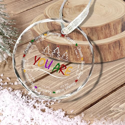 Christian Gifts for Women You are Religious Christmas Ornament 2026, Christian Ornament for Women, Inspirational Christmas Ornaments Glass Keepsake with Ribbon and Box