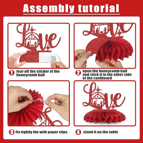 8PCS Christmas Decorations Happy Birthday Jesus Honeycomb Centerpieces Christmas Party Decorations Supplies