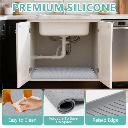 32" x 22" Under Sink Mat for Kitchen Under Sink Organizer Gray 32" x 22"