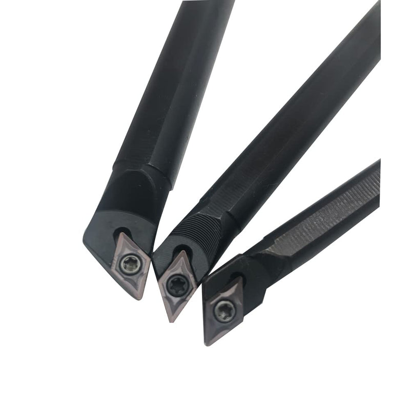 [Australia - AusPower] - 3pcs 95° Turning Boring Bars Turning Tool Holder S08K/S10K/S12M-SDJCR07 Shank Dia 1/3" 3/8" 1/2" Right Hand + 10pcs DCMT21.51 DCMT070204 Carbide Turning Insert for Steel and Stainless Iron 3pcs boring bars + dcmt21.51 