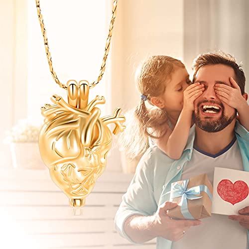 Anatomical Heart Urn Necklaces for Ashes Cremation Jewelry for Ashes Holder gold